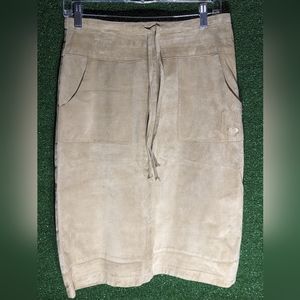 Roxy Quicksilver leather size small knee length tie front zip back skirt pockets